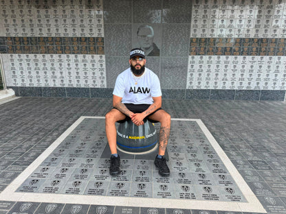 Ananya Garms Bremner & Co heavyweight T-shirt back print at the Elland Road Leeds mural