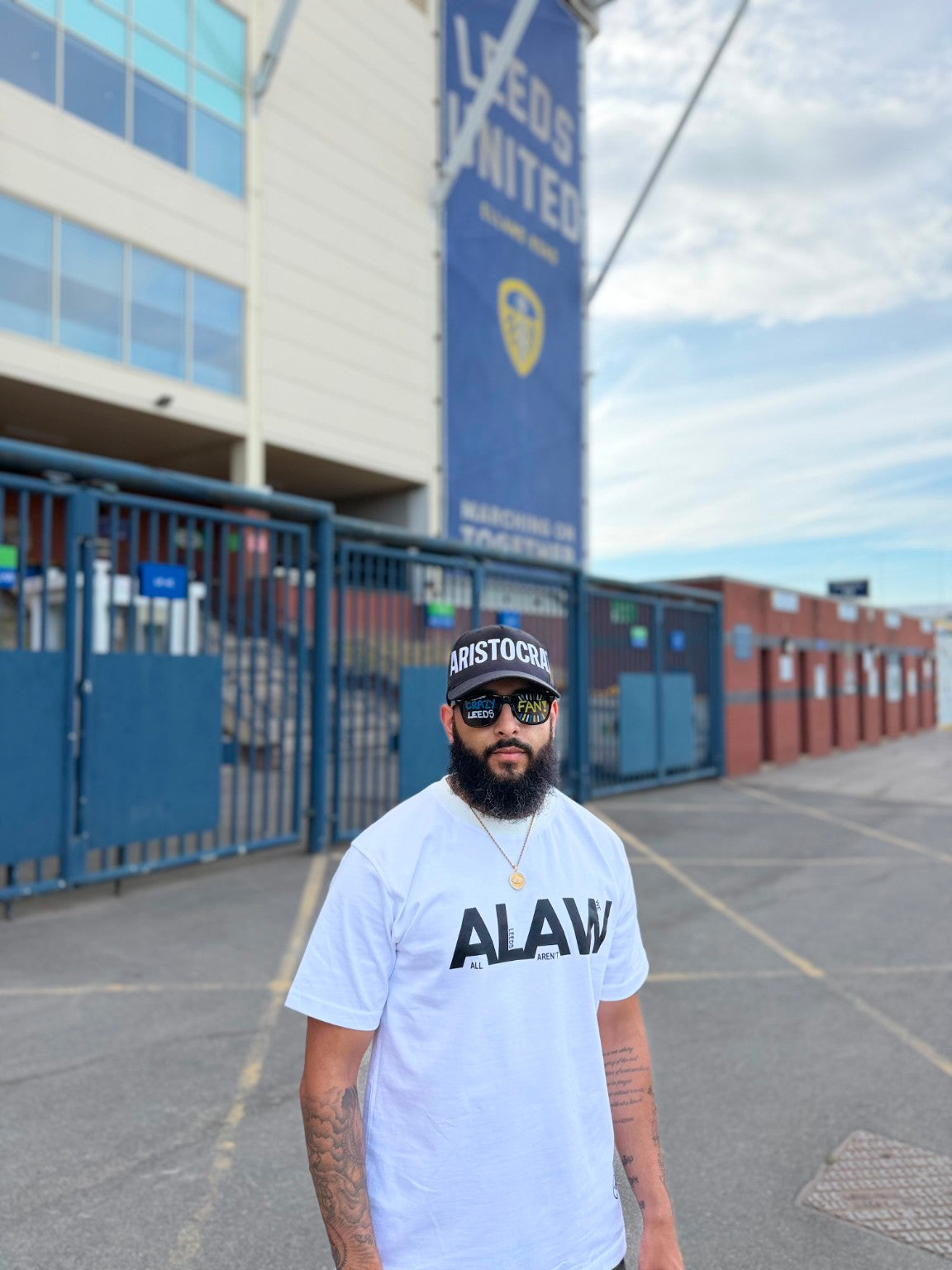 Ananya Garms Bremner & Co heavyweight white Leeds football T-shirt at Elland Road